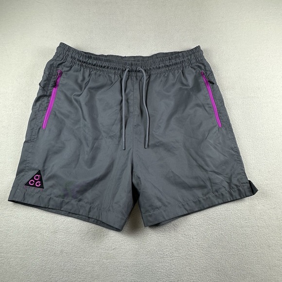 Gray Men's Shorts with Purple Accents - Picture 1 of 13